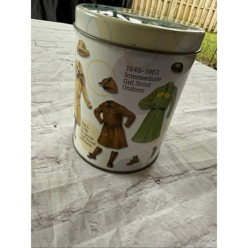 Girl Scouts Uniforms Through The Years Collectible Tin Small Round 1927-Present